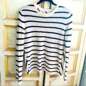 A.L.C Cashmere Striped Cross Back Ivory Sweater